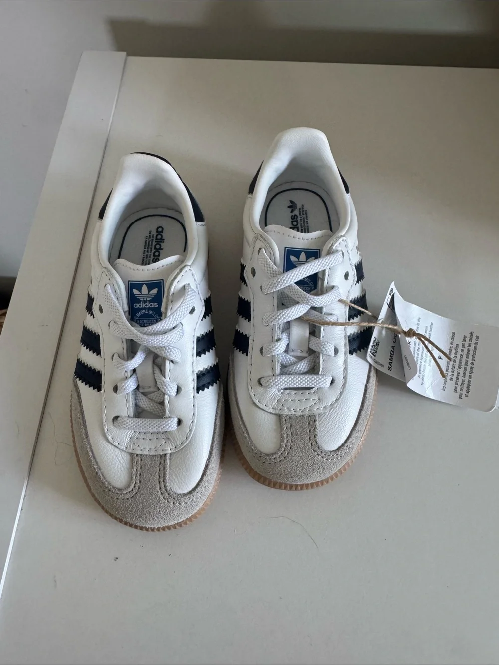 adidas Toddler White and Navy Samba Sneaker